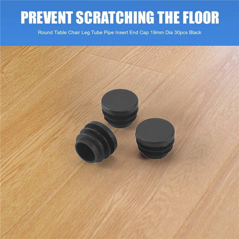 

B17B Round Table Chair Leg Tube Pipe Insert End Cap 19Mm Dia 30Pcs Black