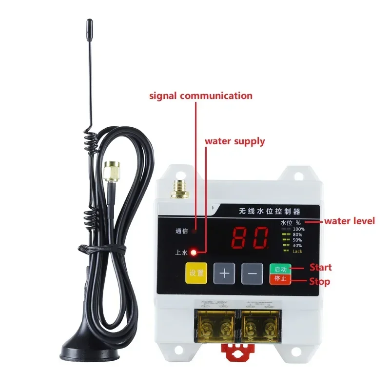 Wireless remote water level controller water pump  tank water tower 220V liquid level remote control float sensor switch