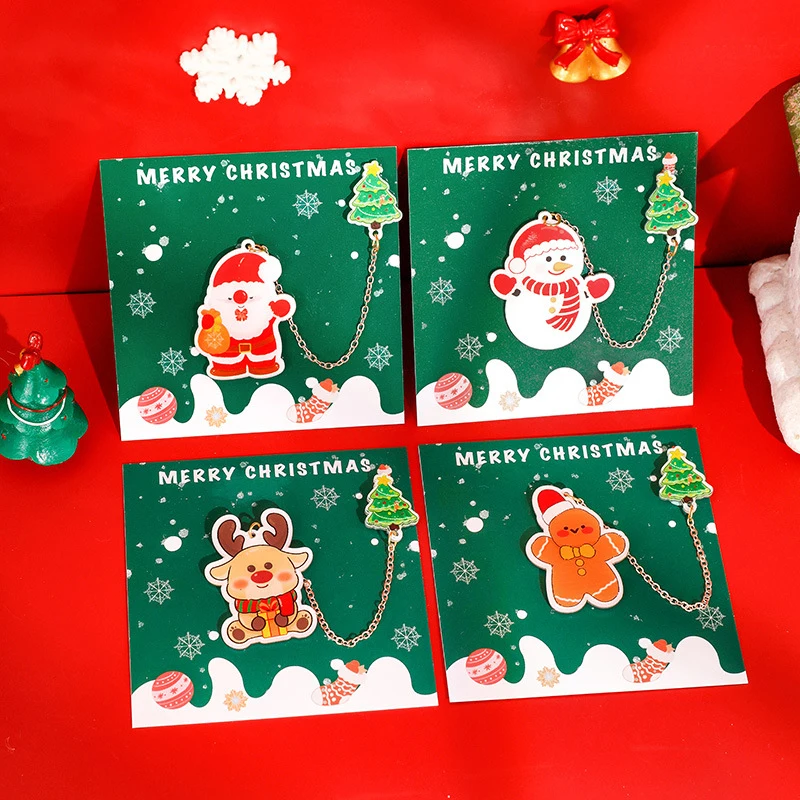 การ์ตูนน่ารักคริสต์มาสบุ๊คมาร์คแฟชั่น Santa Claus Snowman Tree จี้บุ๊คมาร์คเครื่องเขียนนักเรียนโรงเรียนของขวัญ