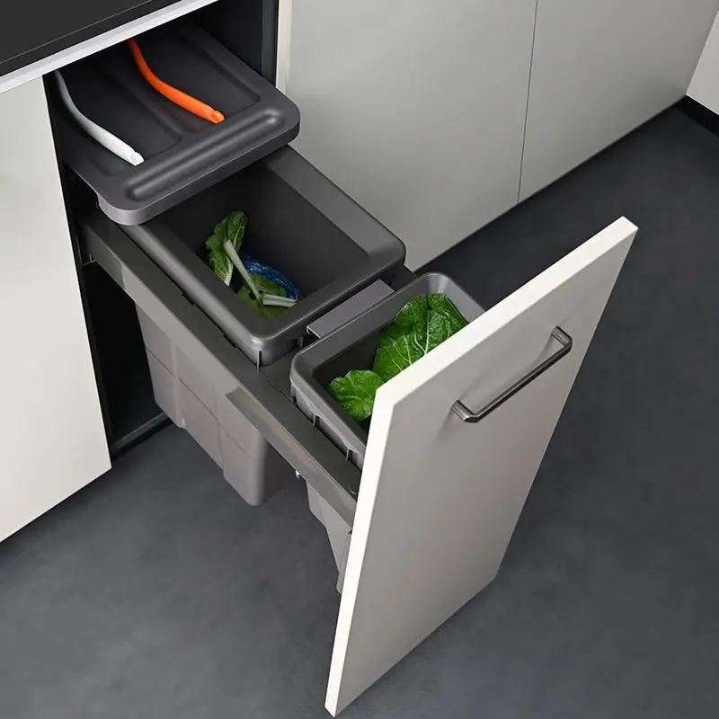 

Double Waste Bins Large Capacity Trash Can Food Waste Wastebasket Kitchen Garbage Recycle Litter Bins Household Cleaning Tools