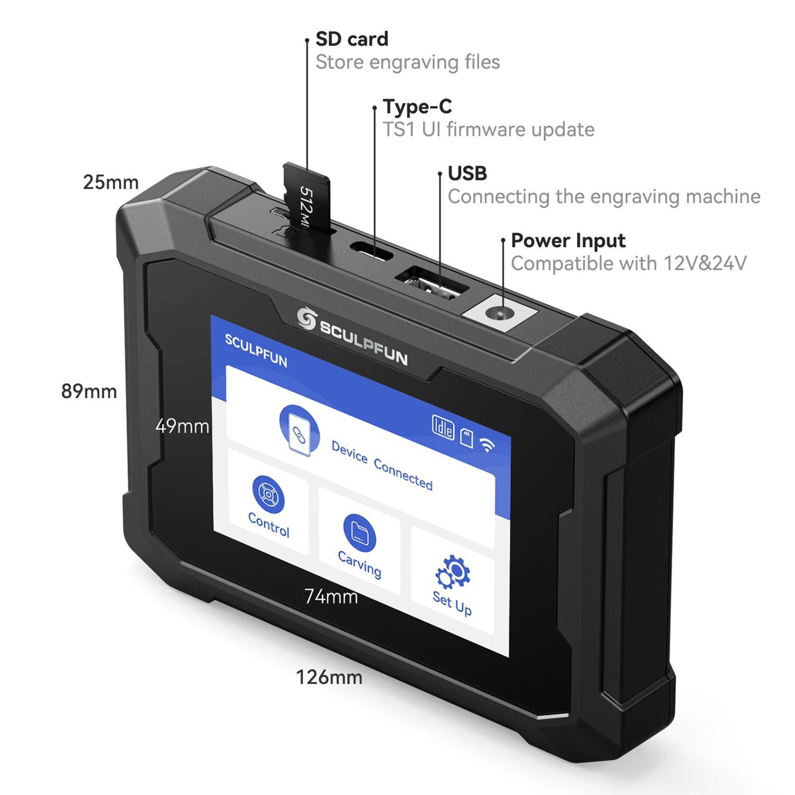 SCULPFUN TS1 Laser Engraver Touchscreen 3.5-inch Control Terminal Real-time Slicing Function Used with SCULPFUN APP