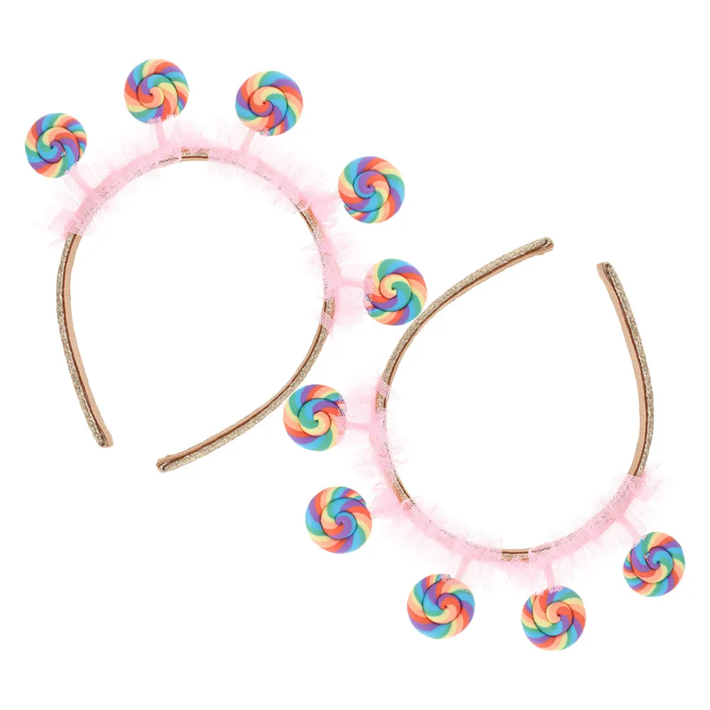

2Pcs Pink Lollipop Headbands s Hair Hoop Cartoon Birthday Party Accessories Girls Candy Hoop Holiday Hair