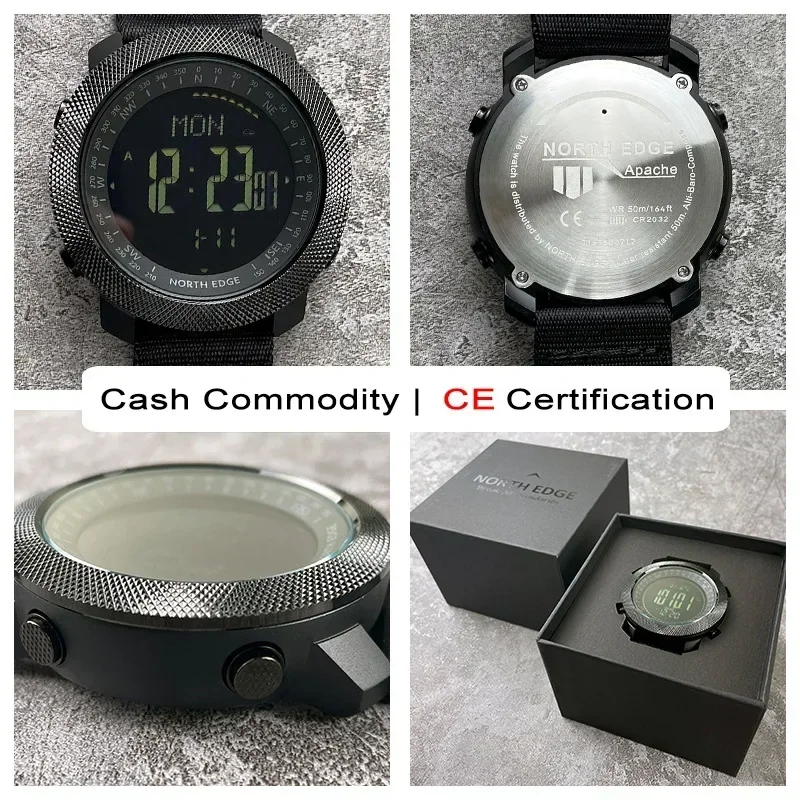 NORTH EDGE Multifunctional Outdoor Smart Watch Waterproof Mountaineering Swimming Wristwatch Barometer Compass Thermometer