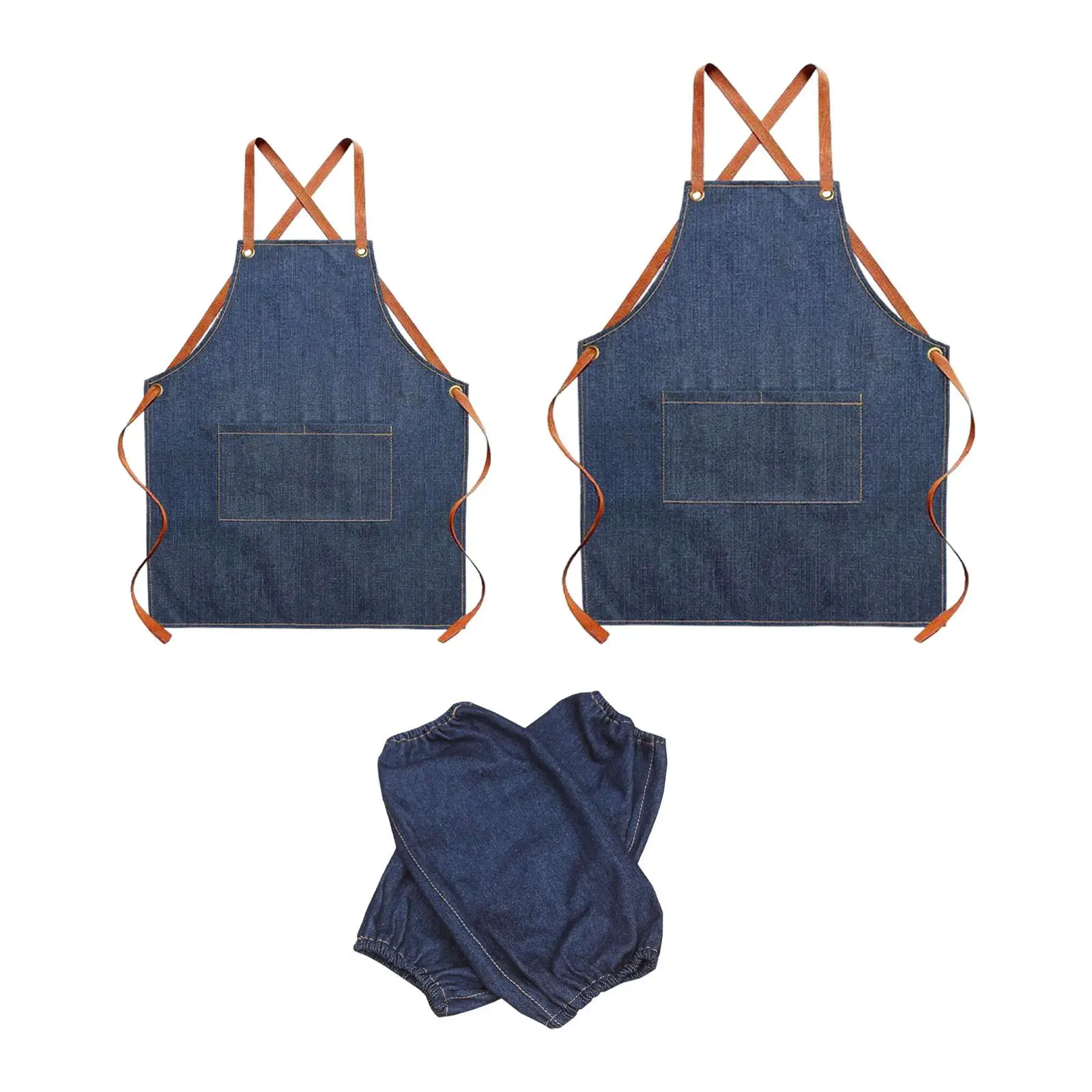 Multifuntional with Pocket Denim Apron for Pottery Gardening Restaurant