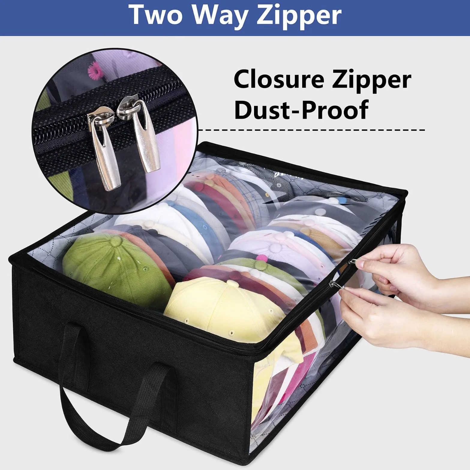 Hat Storage Bag Visual Zipper Underwear Storage Box Foldable Hand-held Clothes Pants Finishing Bag Organizer Under Bed Storage