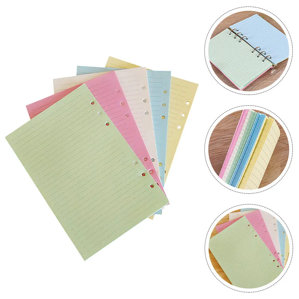 100Pcs A5 Notebook Refill Paper High Grade Lined Loose Leaf Inserts for Study Office Planning Journaling Binder 6 Ring Refills