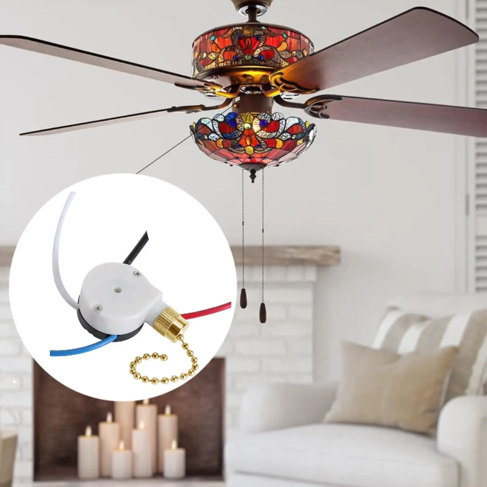 3 Speed Ceiling Fan Pull Chain Switch Replacement for Home Pendant Light Simple Installation