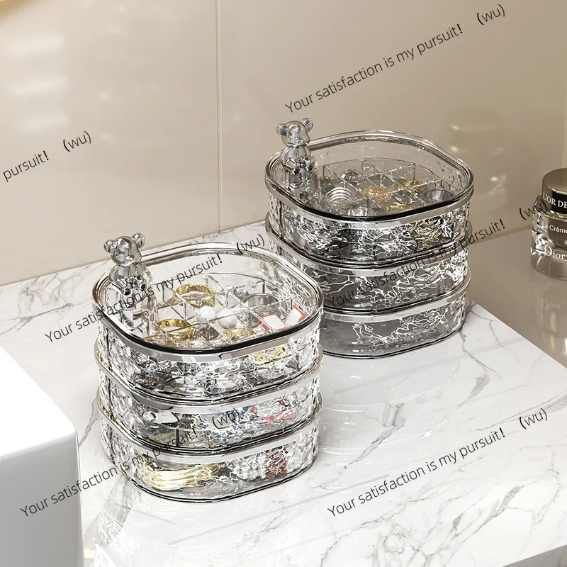 Jewelry Box Storage Box Desktop Stud Earrings Necklace Jewelry Storage Artifact Rotating Dresser Jewelry Storage Rack