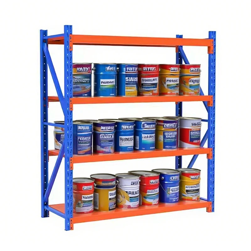 

Durable Custom 4-Tier Adjustable Metal Stacking Rack Medium Duty Steel Shelving Units Anti-Rust Corrosion Protection Powder