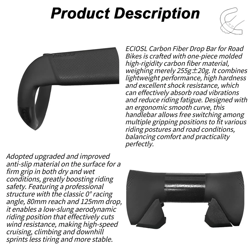 T1000 Vollcarbon-Rennradlenker Sportfahrradlenker Aero-Drop-Bar Rennradzubehör 31,8 X 400/420/440mm – Detail 15