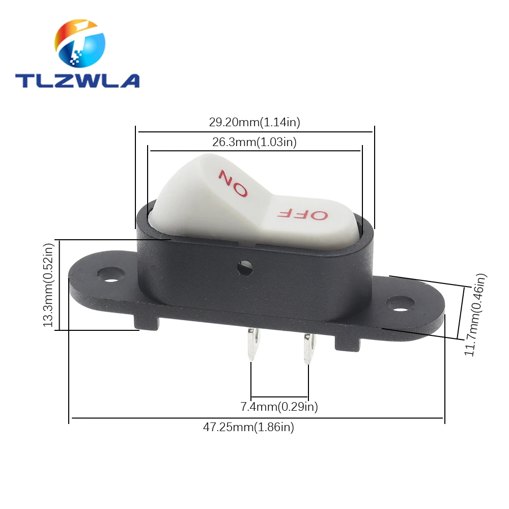 5PCS KCD1 Rocker Switch 6A 250V AC 2Pin OFF/ON Electric Rice Cooker Switch 10A 125V Used For Electric Frying Pans