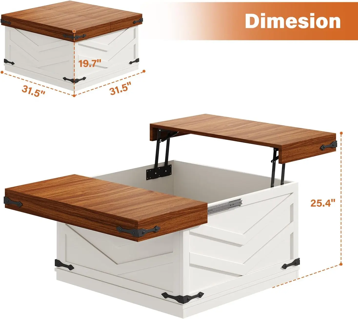 [New Arrival!]31.5'' Lift Top Coffee Table, Sliding Top Square Center Table with Large Hidden Storage Organizer, Multi-Functiona