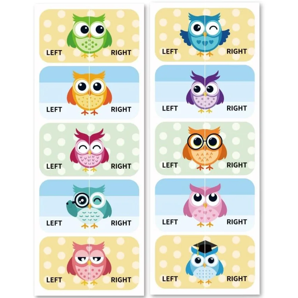 Shoes Stickers for Shoes Learning Left Right Owl 100pcs(50 Pairs) Self-Adhesive Shoes Stickers Labels Decals to Help Put Shoes