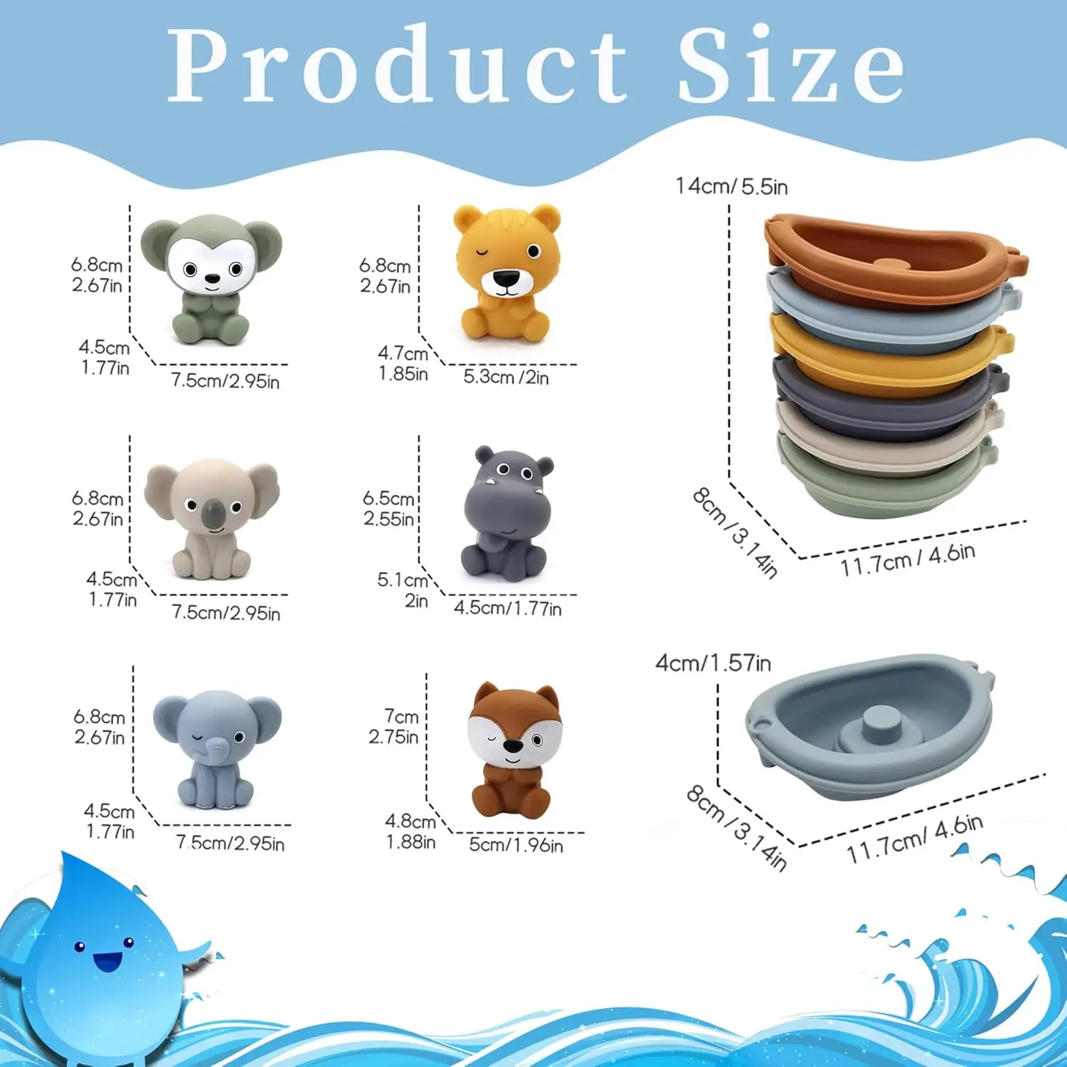 ألعاب حمام الطفل التراص حمام قارب لعبة سيليكون رائعتين الحيوان فنجر الدمى للأطفال لعبة الضغط العائمة التفاعلية هدية