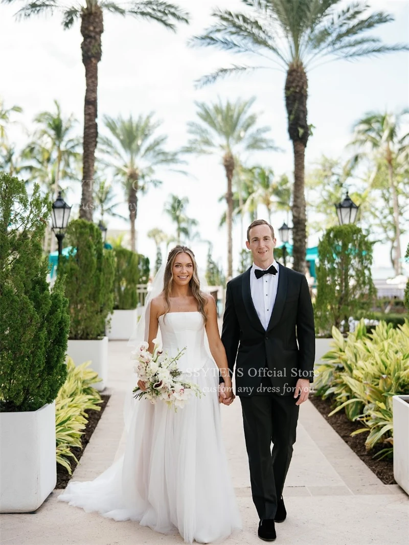 SSYTENS Simple lvory Wedding Dresses Strapless A Line Bridal Gowns Women Pleated Civil Bride Dresses Robes De Soirée Customized