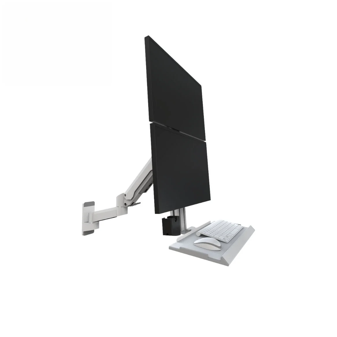 Industrial aluminum alloy dual-screen display arm bracket, with keyboard tray,new rolling mill workstation installation solution