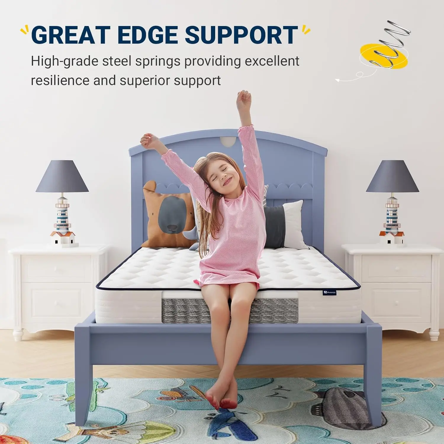 Matelas complet de 6 pouces avec housse en tissu respirant, matelas complet dans une boîte, housse en tissu moyen doux et support adaptatif, CertiPUR-US ignorer