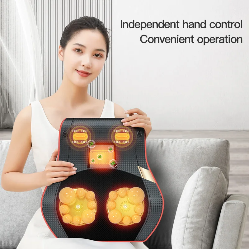 전기 등 및 목 마사지기 자궁 경부 견인 어깨 마사지기 난방 진동 마사지 장치가 있는 지압 베개
