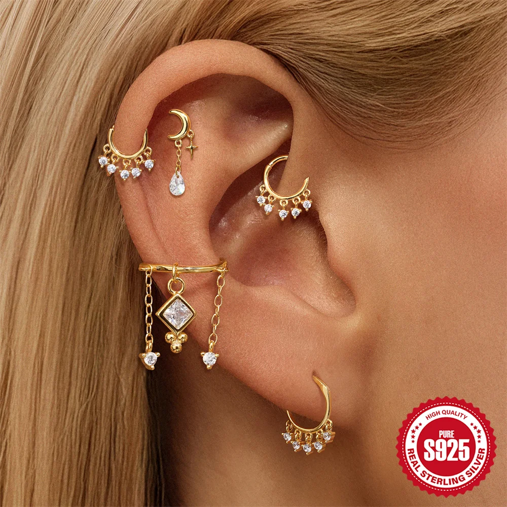 

BOAKO стерлингового серебра 925 пробы, капля воды/звезда, цепочка с кисточками, циркон, повседневная одежда «сделай сам», женские серьги для пирсинга, изысканные ювелирные изделия, подарки