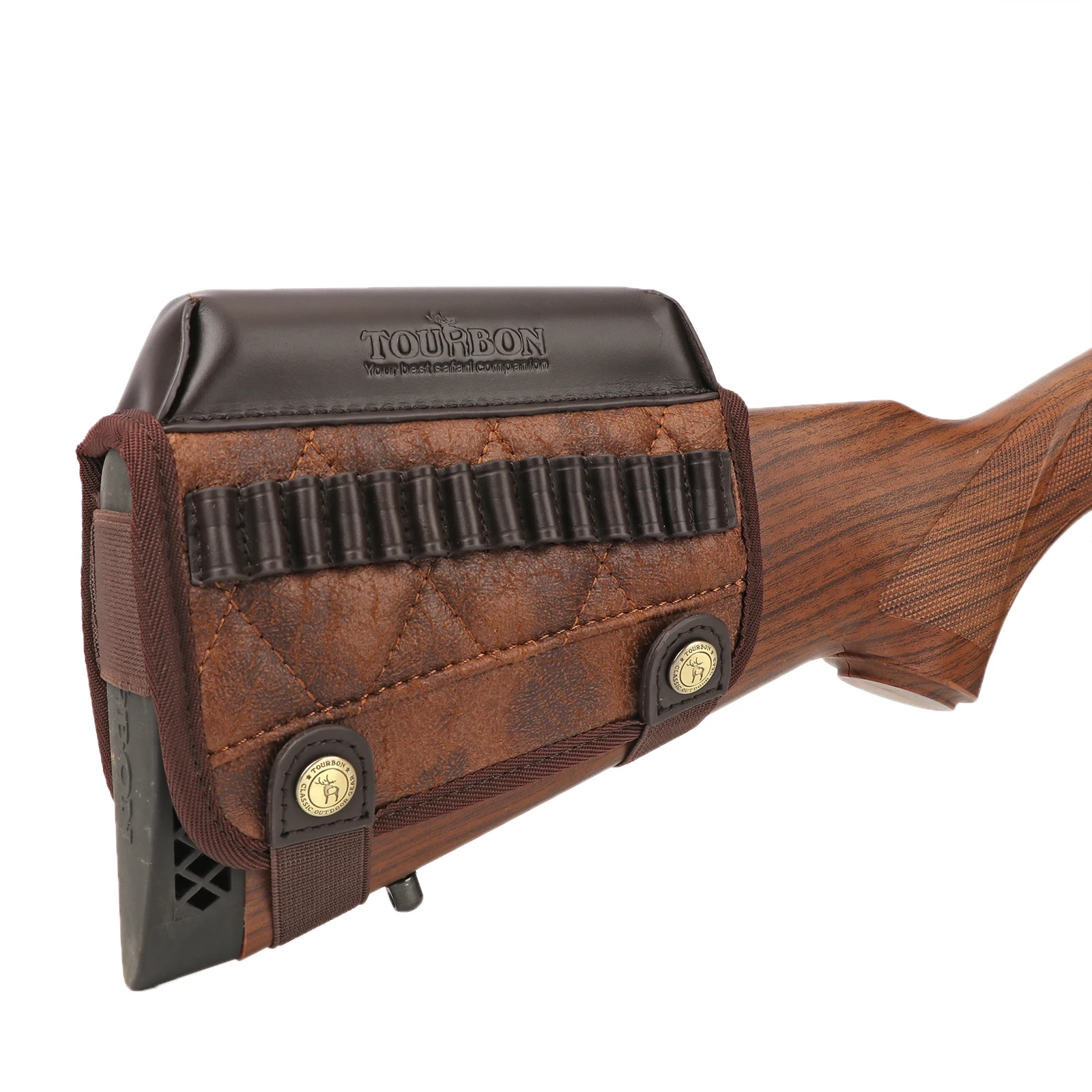 Tourbon Hunting Accessories Rifle Cheek Rest Riser Rimfire Rifle .22 LR /17 HMR Cartridges Bullet Ammo Holder  Leather & PU