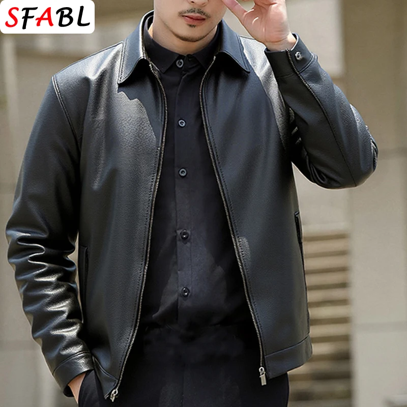 New Fashion Motorcycle Men\'s Leather Jacket Windbreak PU Leather Coat Men Biker Warm Autumn Winter Outerwear Men\'s Clothing 3XL