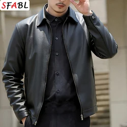 New Fashion Motorcycle Men's Leather Jacket Windbreak PU Leather Coat Men Biker Warm Autumn Winter Outerwear Men's Clothing 3XL