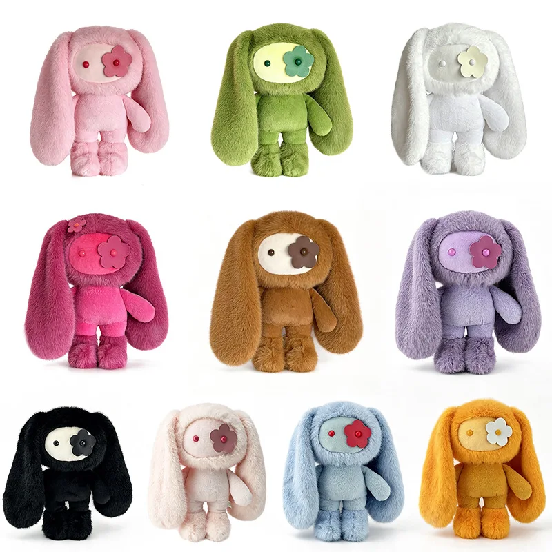 30cm Cute Juju Rabbit Plush Flower Eye Bunny Stuffed Doll Kawaii Long Ears Toy Home Decoration Collectible Gift for Girl