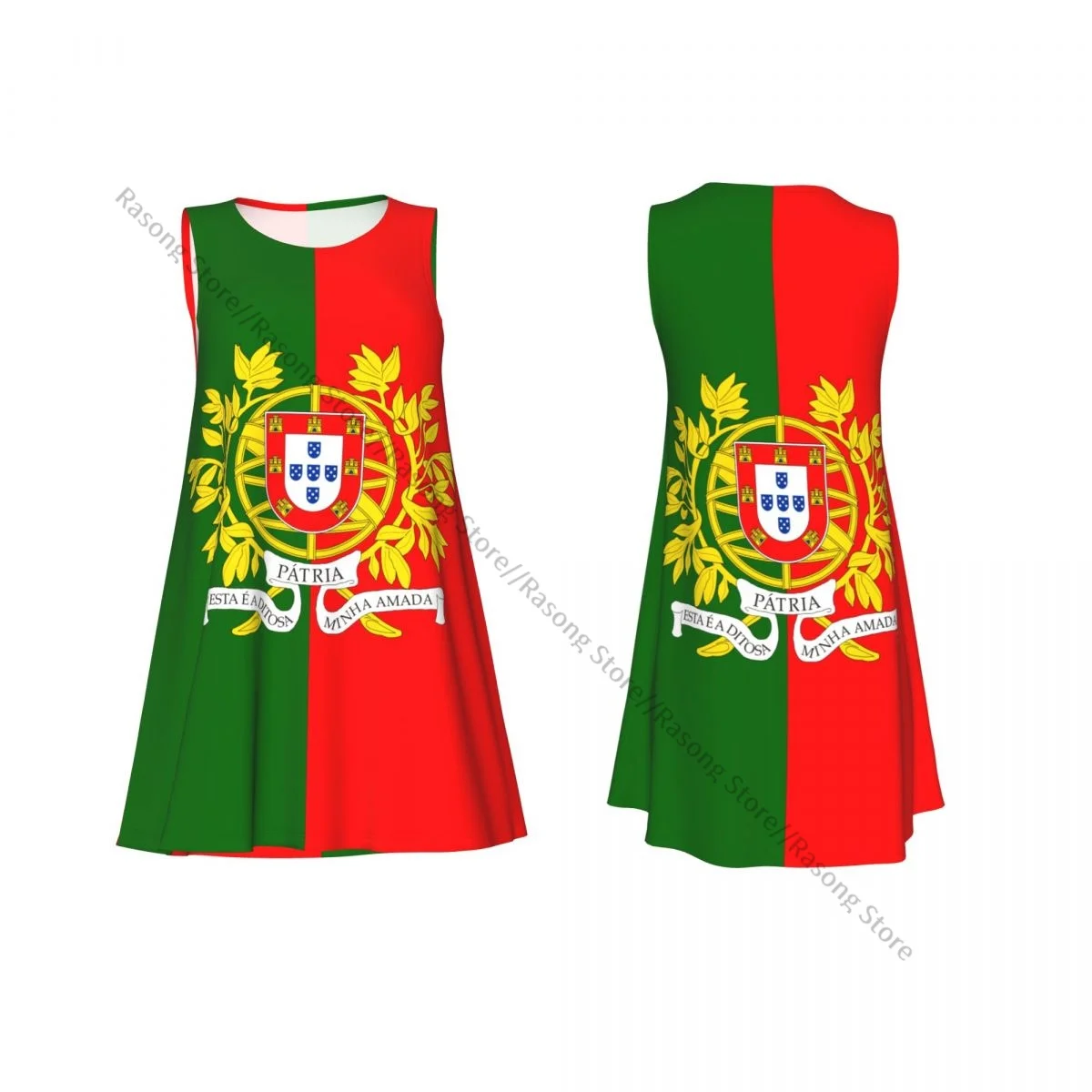 ชุดสตรีธงโปรตุเกสฤดูร้อน Casual T เสื้อชายหาดชุดถัง
