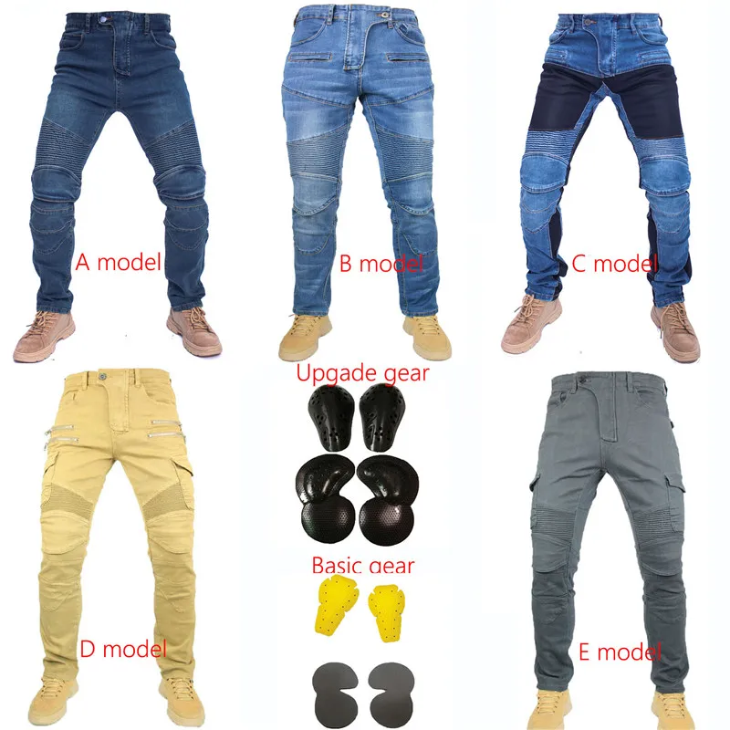 Men Jeans Collection Classic Denim UGB06 PK718 PK719 Zip Motorcycle Pants Panta…