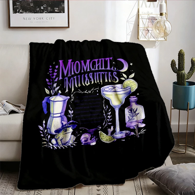 Midnight Margaritas Flannel Blanket, Girls Halloween Movie Flannel Blanket, Witchy Frog Flannel Blanket