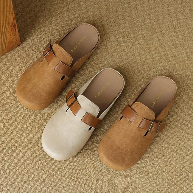 2025 New Fashionable and Versatile Shoes Women's Casual Slippers Outdoor Women's Flat Half Slippers Women Shoes Женская Обувь