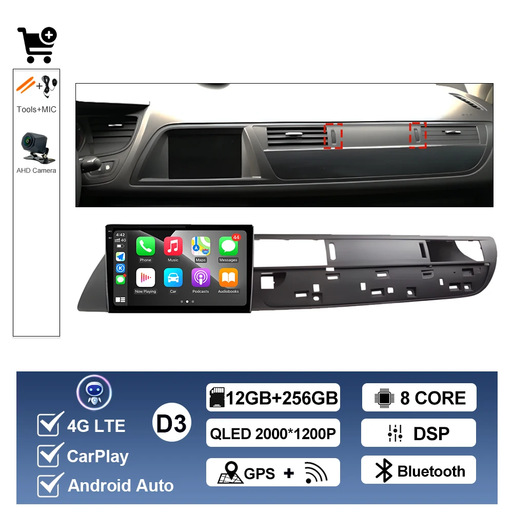 Draadloze Carplay Voor Citroen C5 2008 2009 2010-2016 Android AUTO Autoradio Multimedia Speler GPS Navigatie WIFI DSP Stereo BT