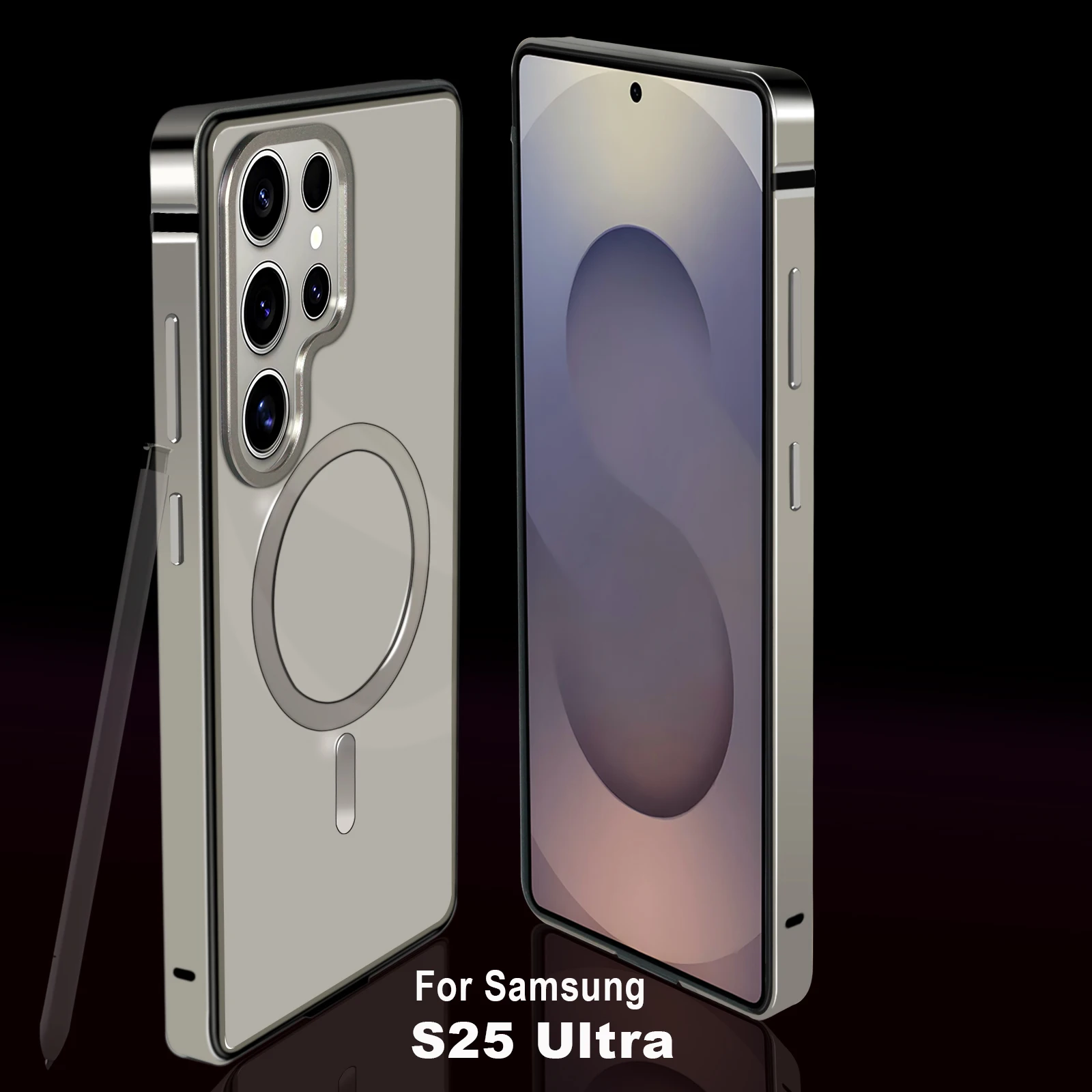 Original Color Composite Backplate Metal Frame Phone Case, For Samsung Galaxy S25 Ultra Anti Drop Magnetic Protection Back Cover