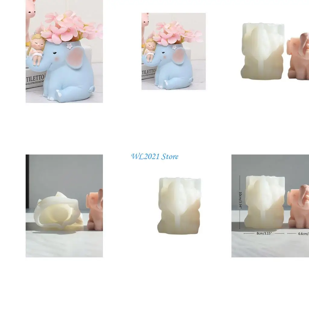 

G5GC Elephant Girl Gypsum Silicone Molds for Making Plant Flower Pot