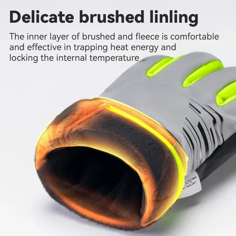 

ROCKBROS Winter Keep Warm Cycling Gloves Windproof Reflective Gloves Thickened Palm Pad Touch Screen Night Cycling Glove MTB Men