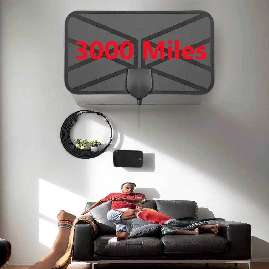 Antenne TV numérique HD portable - Antenne DVB intérieure/extérieure amplifiée 30DBI avec réponse rapide