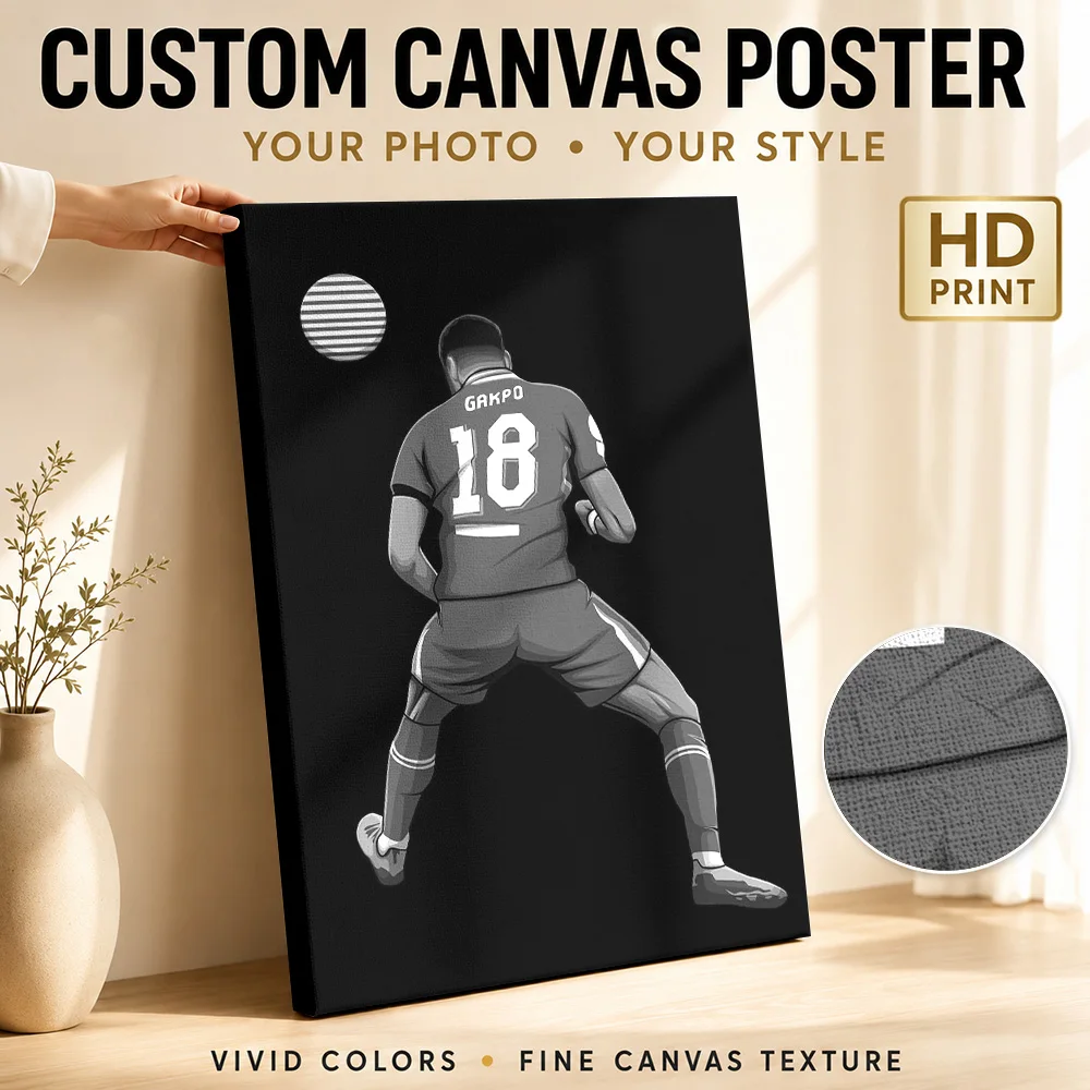 Cody Gakpo Soccer Tribute Canvas Painting Poster Monochrome Canvas Wall Art With Personalized Photo For Home Gym Ideal Fan Gift