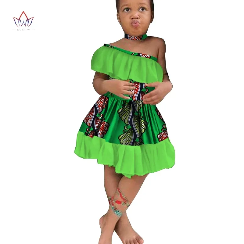 

Africa Children Clothing Dashiki New Fashion Cute Girls Dresses Bazin Riche Sweet African Traditional Clothing WYT222