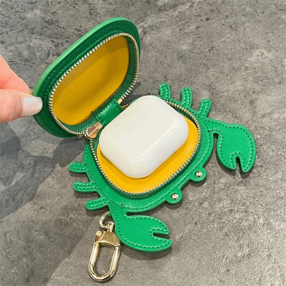 Microfiber Leather Crab Coin Purse Zipper Closure Compact Design Mini Wallet Pouch Cartoon Handbag Charm