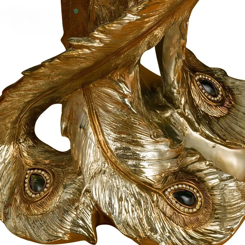 HJ large peacock floor ornament interior decoration handicrafts resin living room decoration feng shui opening wedding gift
