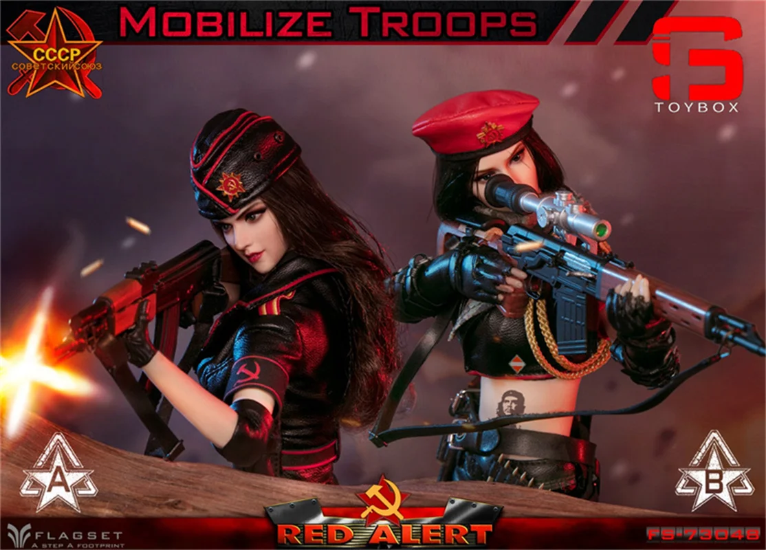 In Voorraad FLAGSET FS-73048 1/6 Red Alert Sovjet Sniper Action Figure 12 "Vrouwelijke Soldaat Action Beeldje Volledige Set Collectible speelgoed