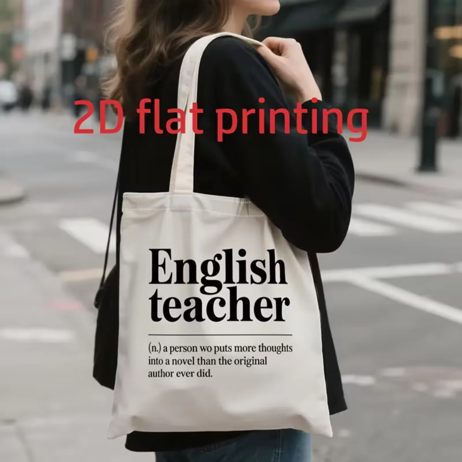 English Teacher Definition Canvas Tote Bag, Funny Dictionary Quote Shoulder Bag Shopping Tote Bag Gift for English Teacher