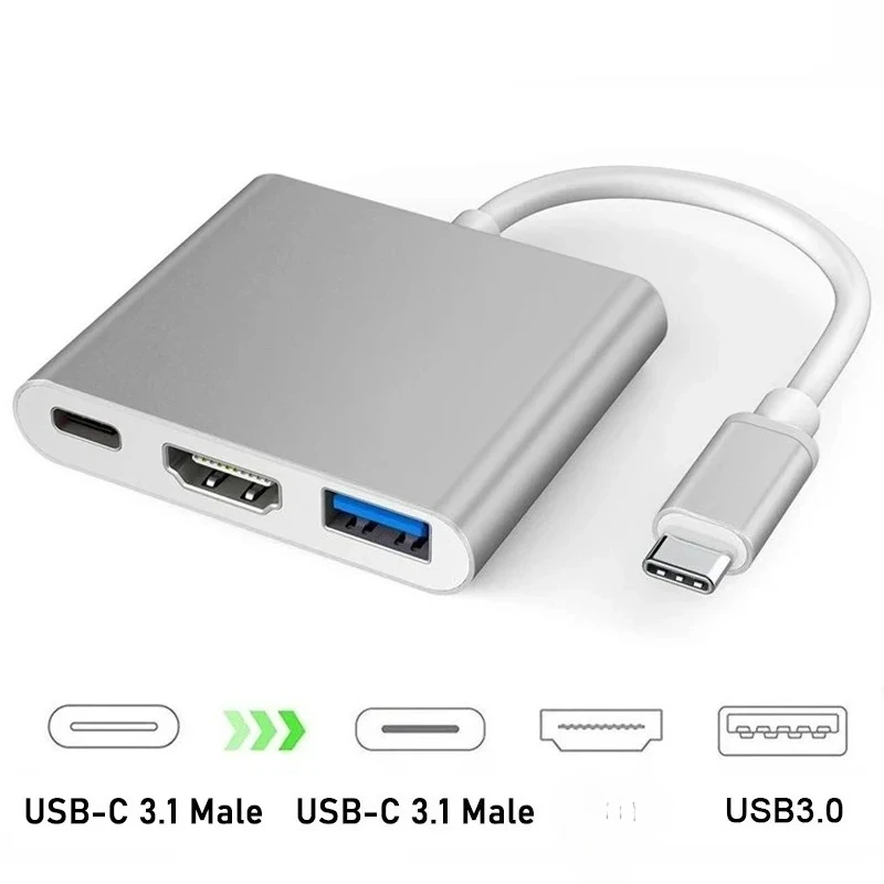 USB-C To -compatible 3 in 1 Cable Converter Adapter Cable USB 3.1 Type C To HD 4K USB 3.0