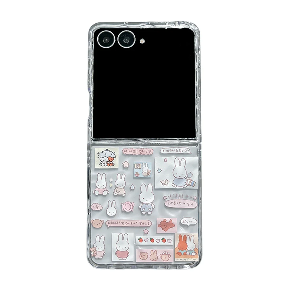 Korean miffy rabbit Phone Case for Samsung Galaxy Z Fold 8 Ultra Cover Chain Fold 8 Shockproof Cartoon Cute  Protective cases