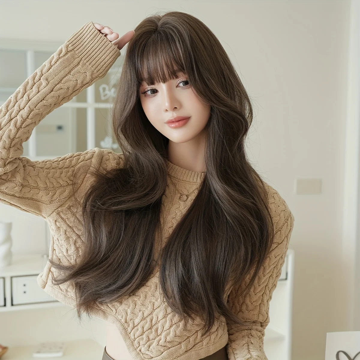 

Routine Wigs Long Loose Curly Cold Brown Wigs for Women Daily Party High Density Heat Resistant Synthetic Wig Beginner Friendly