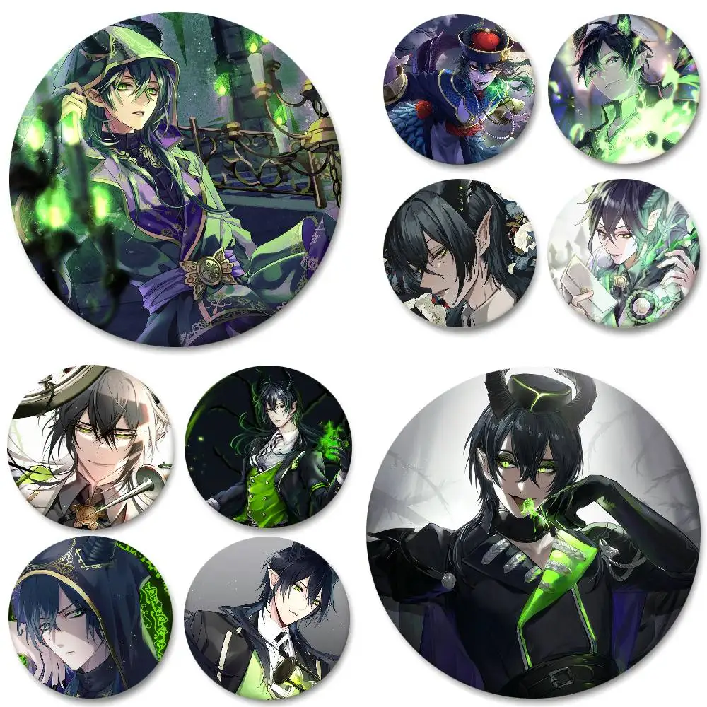 Insignias de Anime Twisted Wonderland Malleus Draconia, insignia redonda, broche de moneda de hojalata, accesorios para mochila, Pin de solapa