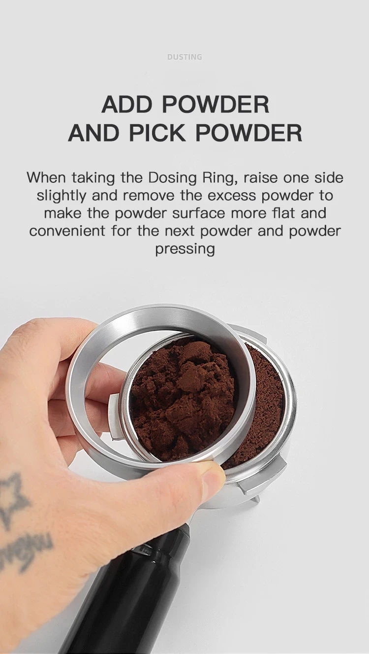 Kaffee Dosier ring 51mm 53mm 58mm Espresso Dosier trichter magnetisch für Delonghi Brevi lle Sieb träger Barista Werkzeuge Zubehör – Detail 8
