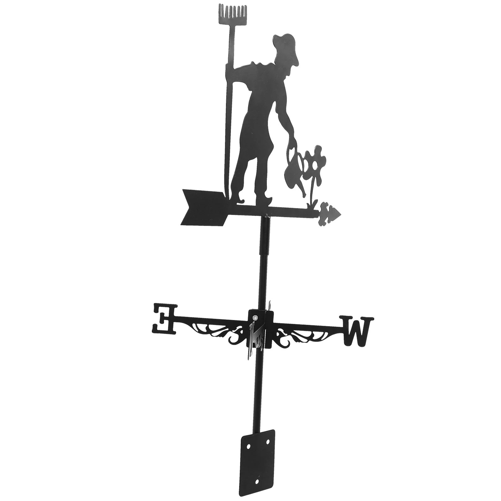 

Wrought Iron Wind Direction Indicator Weather Yard Weathervane Roof Mount Farm Scene Garden Lawn Decor Practical