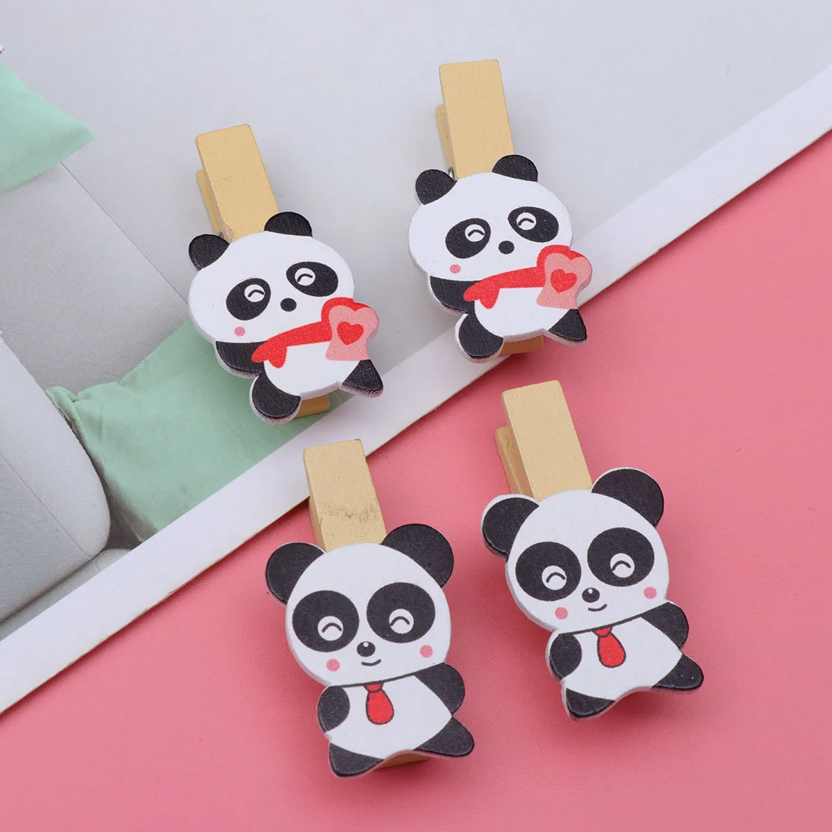 

8 Pcs Photo Folder Message Clips Wood Clothespin Fine Workmanship Picture Bamboo Cartoon