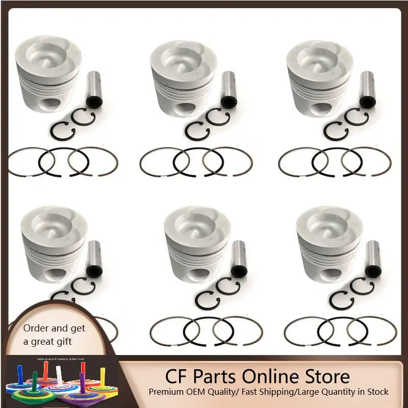 New 6 Sets STD Piston Kit With Ring 13216-2140 Fit For Hino K13C-12V Engine 135MM